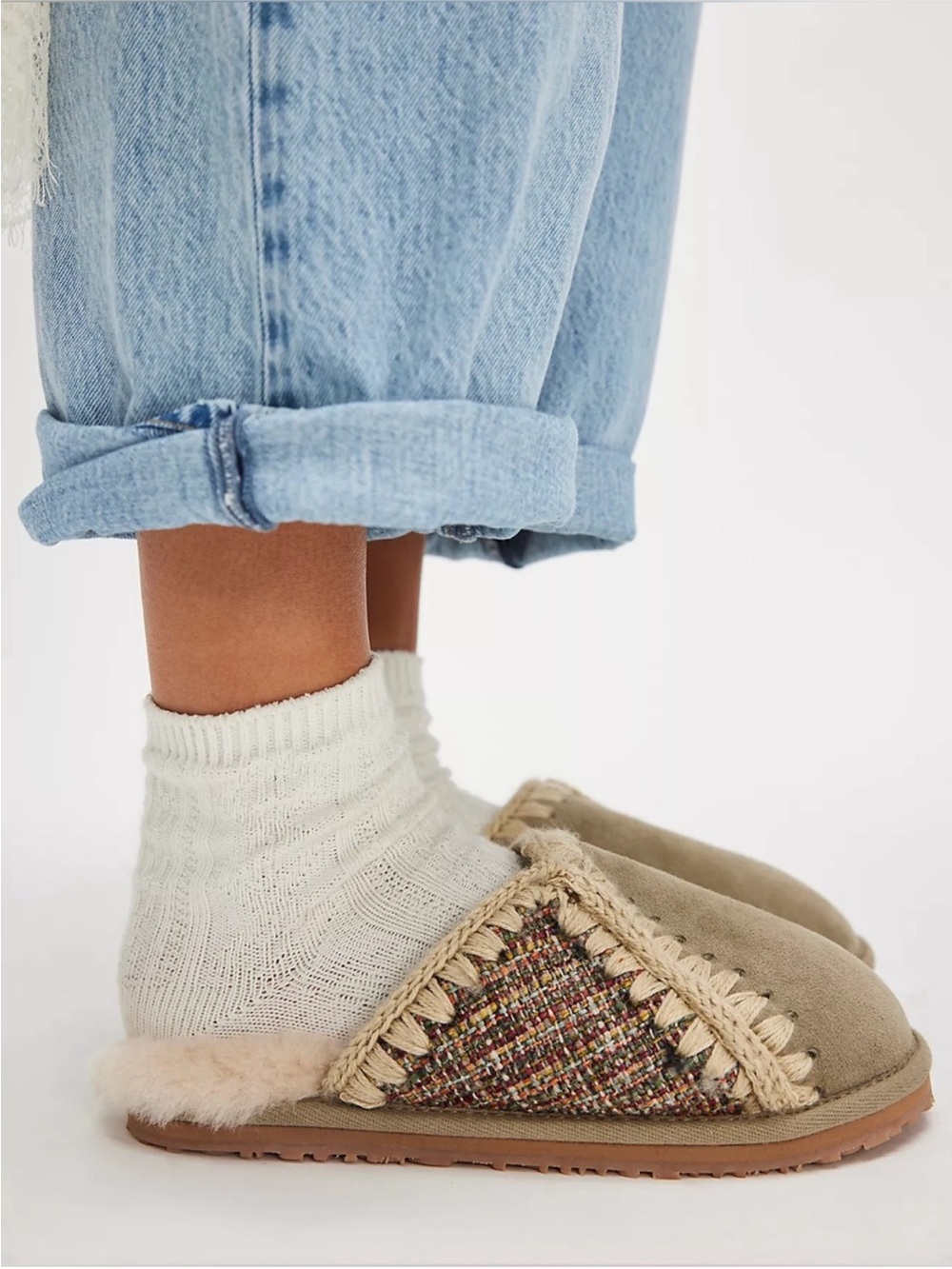 MOU Eskimo Crochet Tweed Craft Slippers NEW Size EU 40